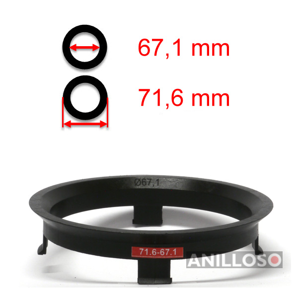 nuevo * 5x anilla anillo distanciador para llantas de aluminio-tamaño de Ø 71,6 mm-Ø 64,1 mm 